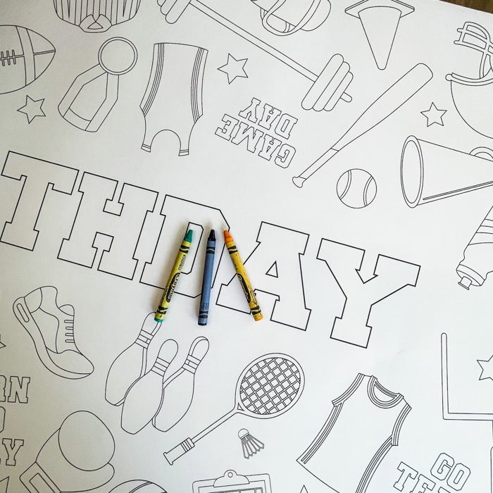 Sports Coloring Table Runner Sports Party