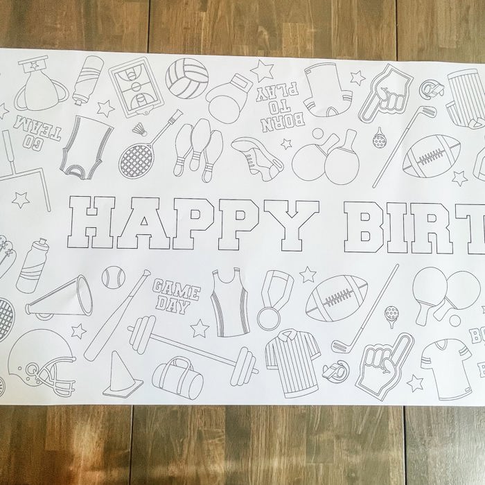 Sports Coloring Table Runner Sports Party
