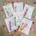  Personalized Valentine's Coloring Cards| Set of 24