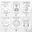  Personalized Valentine's Coloring Cards| Set of 24