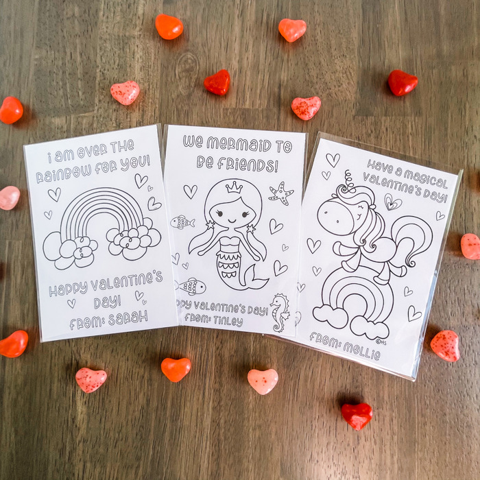 Personalized Valentine's Coloring Cards| Set of 24