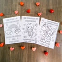  Personalized Valentine's Coloring Cards| Set of 24