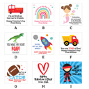  Personalized Valentine's 2.5 inch Square Stickers, Valentine's  Stickers with Treat Bags| Set of 12
