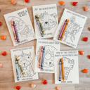  Personalized Valentine's Coloring Cards, Set of 24 Valentine's Cards and Bags