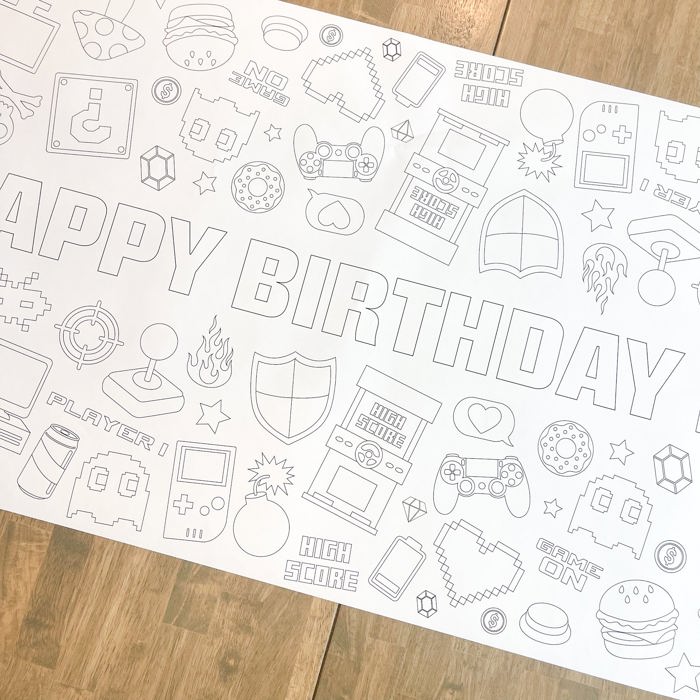 Video Game Party Coloring Table Runner Game Party