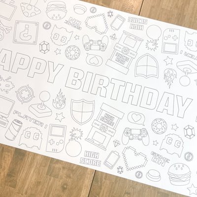 Video Game Party Coloring Table Runner Game Party