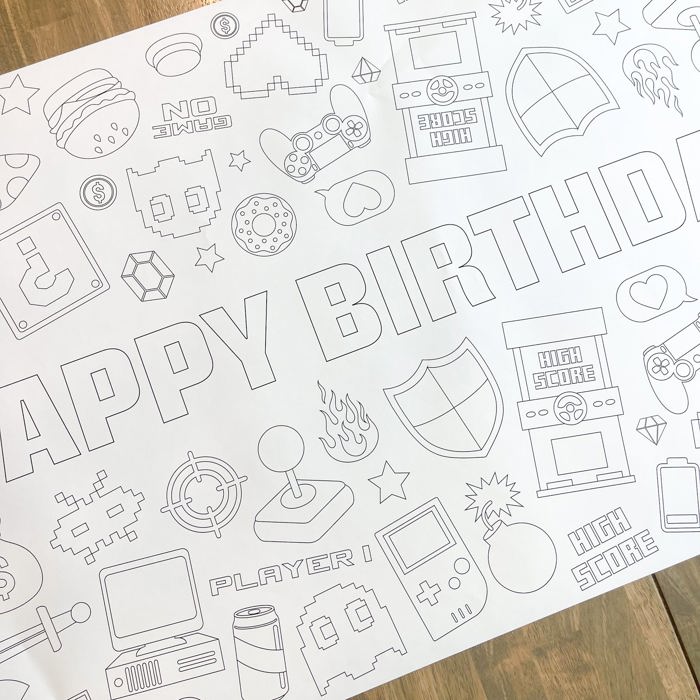 Video Game Party Coloring Table Runner Game Party
