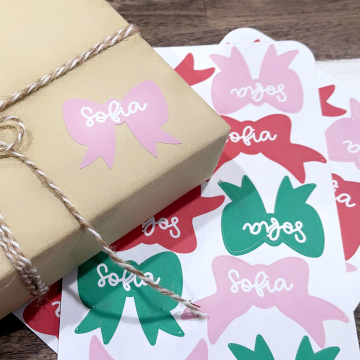 Personalized Bow Christmas Gift Tag Stickers