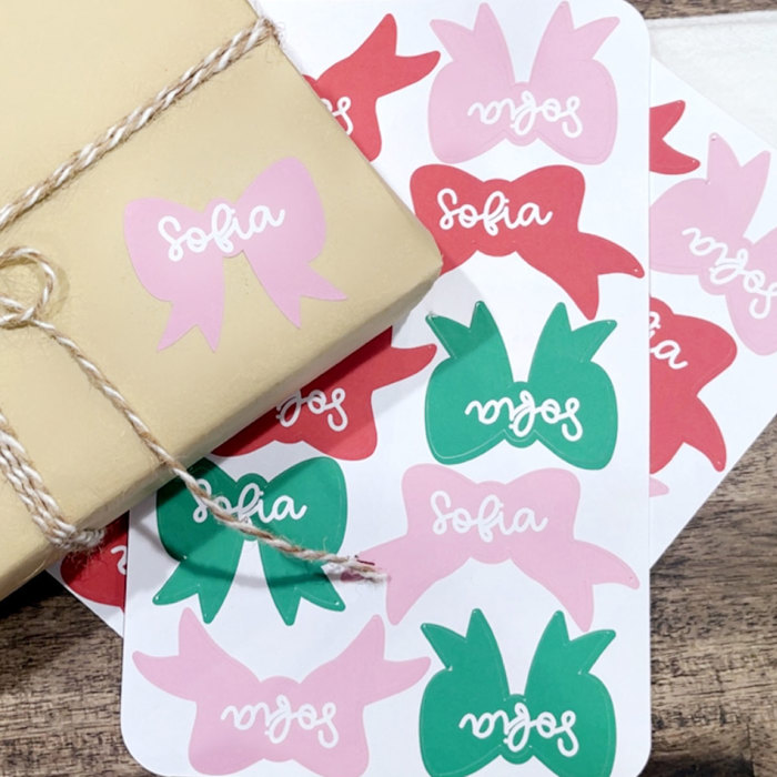 Personalized Bow Christmas Gift Tag Stickers