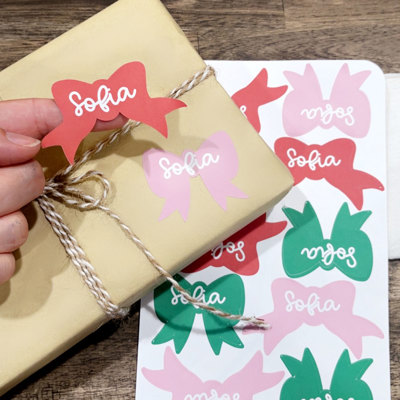 Personalized Bow Christmas Gift Tag Stickers