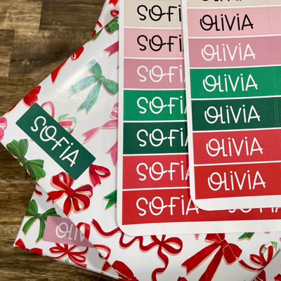 Personalized Christmas Gift Tag Stickers - Simple Rectangle