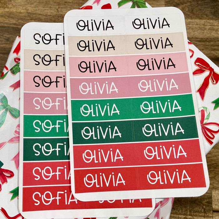 Personalized Christmas Gift Tag Stickers - Simple Rectangle
