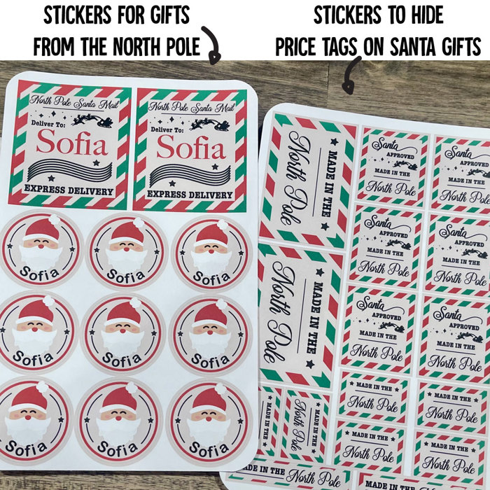 Personalized Christmas Gift Tag Stickers from Santa - Price Cover Stickers