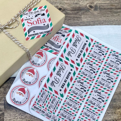 Personalized Christmas Gift Tag Stickers from Santa - Price Cover Stickers