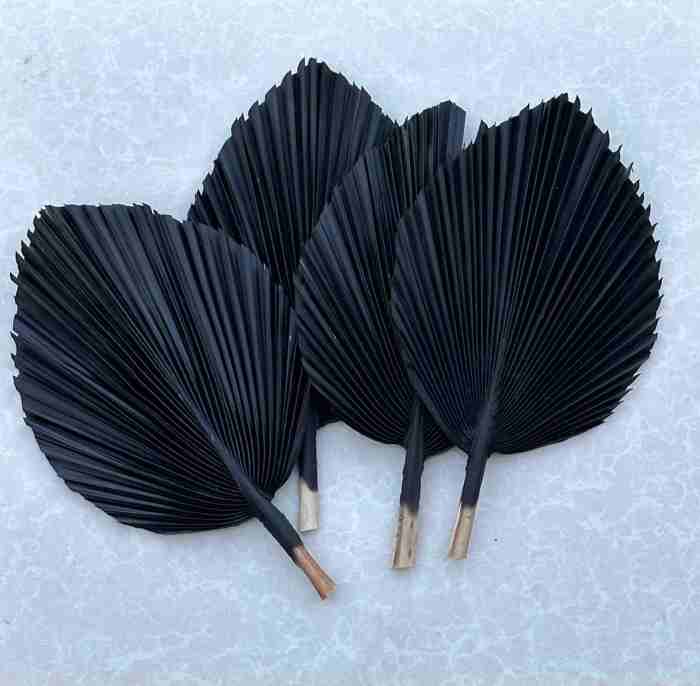 14” Decorative Palm Tree Leaf, Gothic Wedding Table Decor, Moody Home Decor Accents, Alt Black Vase Fillers, Diy Decoration Material