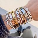  Double Star Bangle Bracelet - Stainless Steel