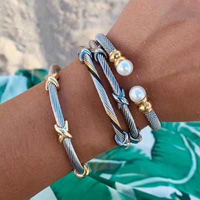 Cable Cuff Bracelet Collection - Stainless Steel