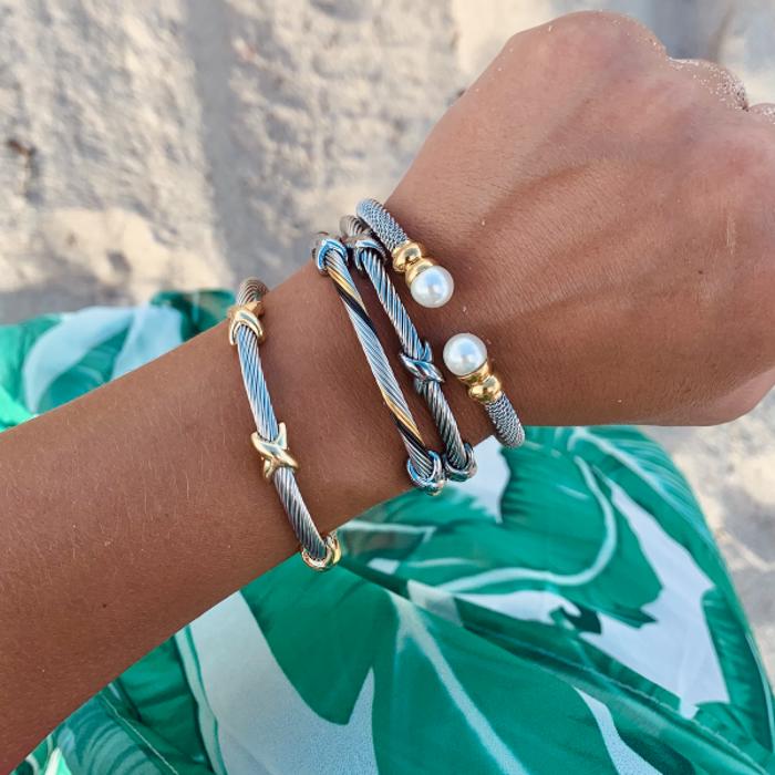 Cable Cuff Bracelet Collection - Stainless Steel