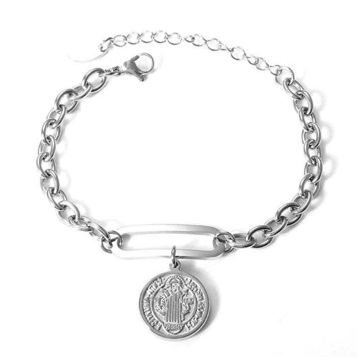 Coin Charm Bracelet - Stainless Steel