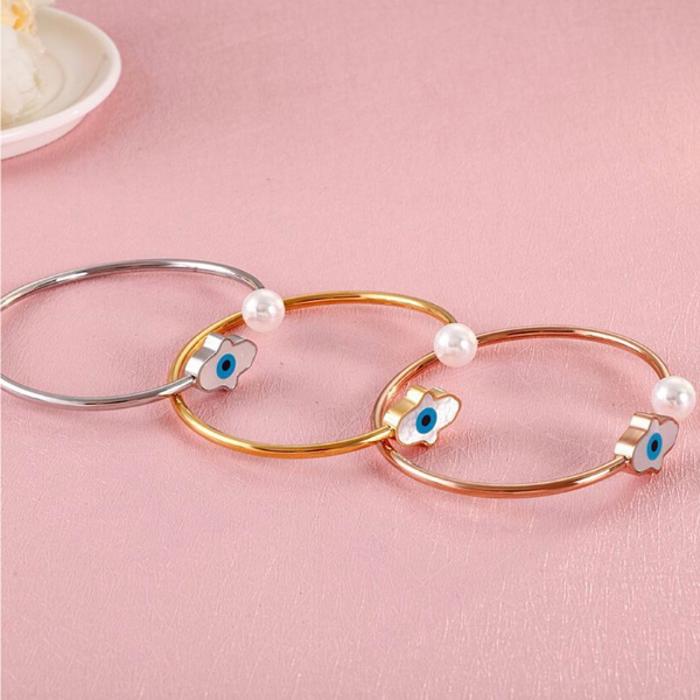 Evil Eye Cuff Bracelet - Stainless Steel