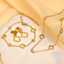  Clover Set of Necklace, Bracelet and Earrings - Stainless Steel