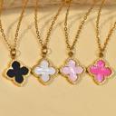  Colorful Clover Pendant Necklace - Stainless Steel