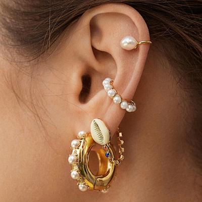 Pearl Huggie Hoop Earrings