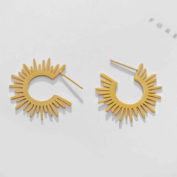 Sun Hoop Earrings - Stainless Steel