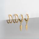  Feather Huggie Earrings Set of 2