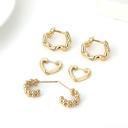  Heart and Wiggle Huggie Earrings Set of 3