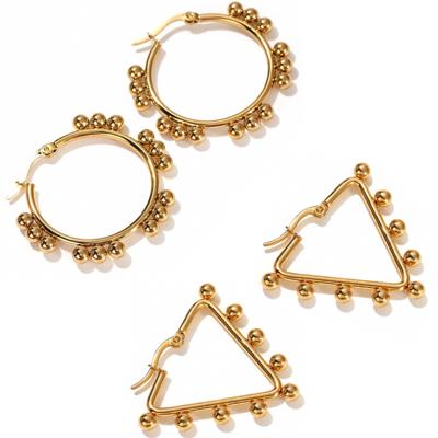 Geometric Hoop Earrings - Stainless Steel