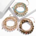  Natural Stone Stretch Adjustable Bracelet Sets of 4