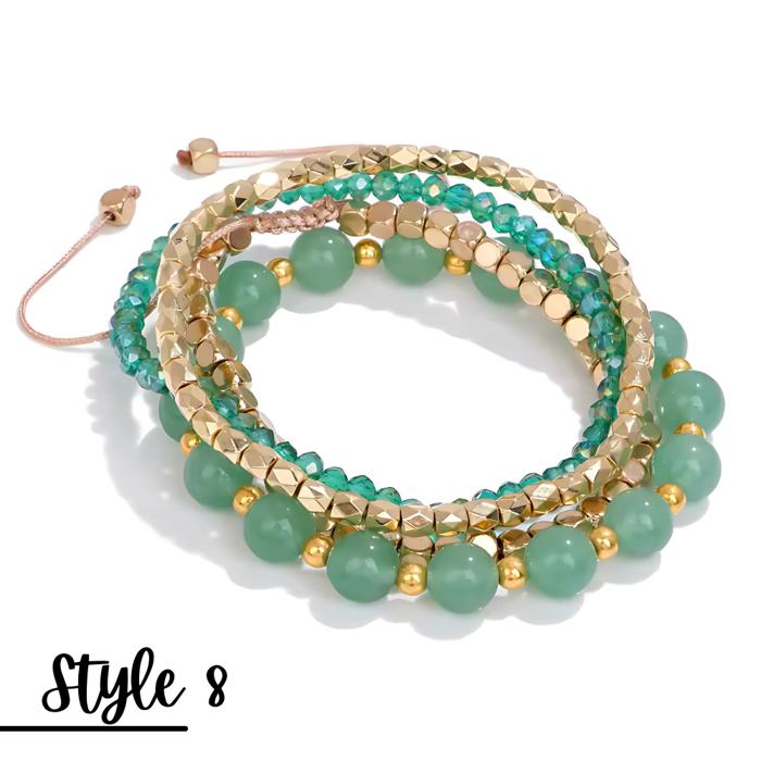 Natural Stone Stretch Adjustable Bracelet Sets of 4