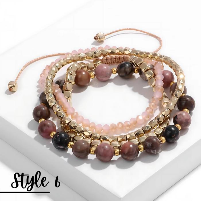 Natural Stone Stretch Adjustable Bracelet Sets of 4