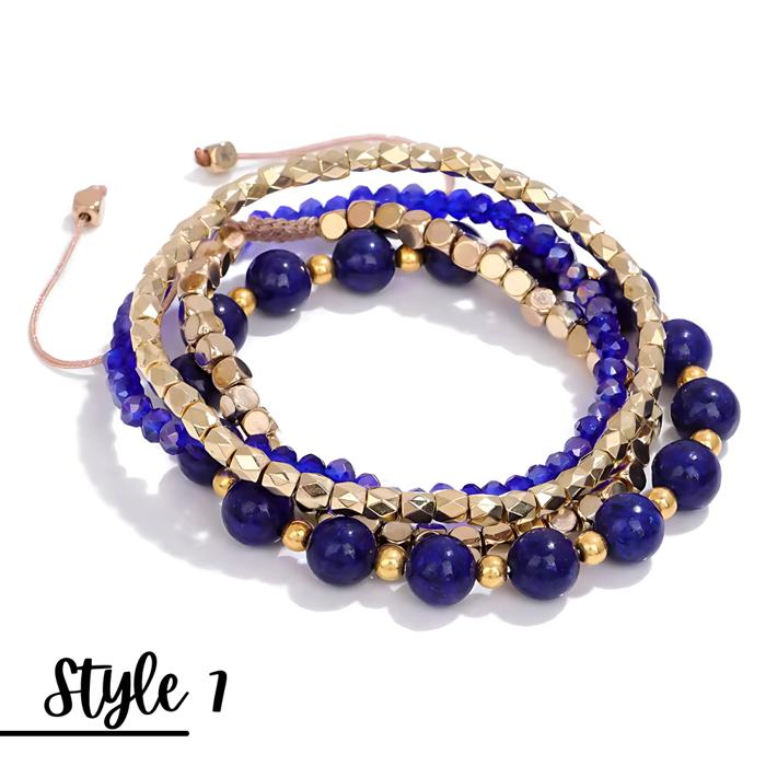 Natural Stone Stretch Adjustable Bracelet Sets of 4