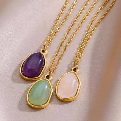 Om Natural Crystal Dainty Gold Tone Necklace 