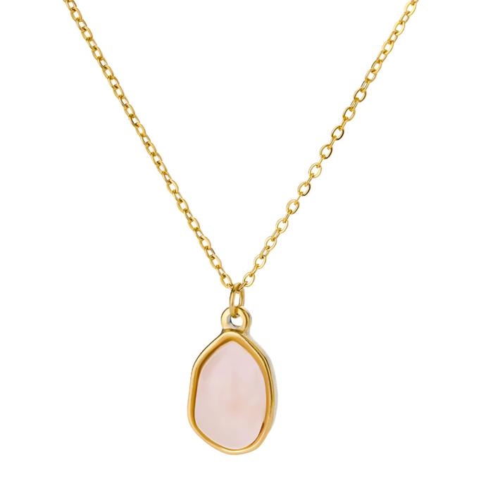 Om Natural Crystal Dainty Gold Tone Necklace 