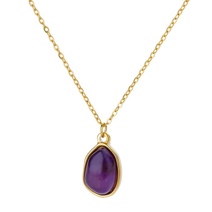 Om Natural Crystal Dainty Gold Tone Necklace 