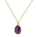 Purple Om Natural Crystal Dainty Gold Tone Necklace 
