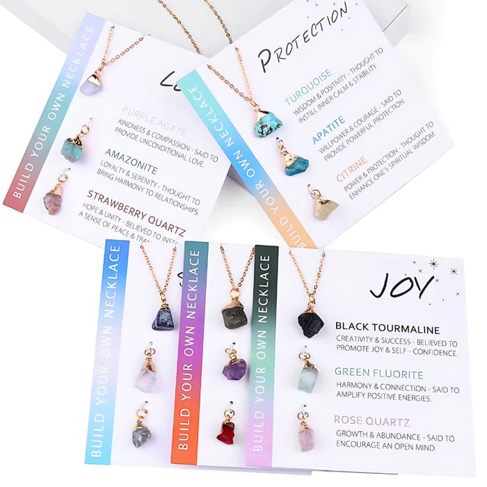 Natural Stone Interchangeable Charm Necklace Collection - Gift Pack 