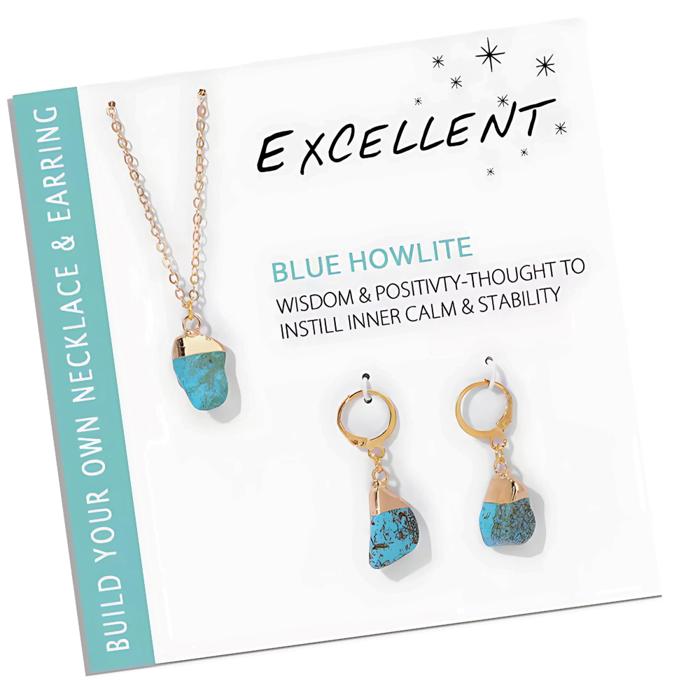 Natural Stone Charm Necklace And Earrings Gift Set 