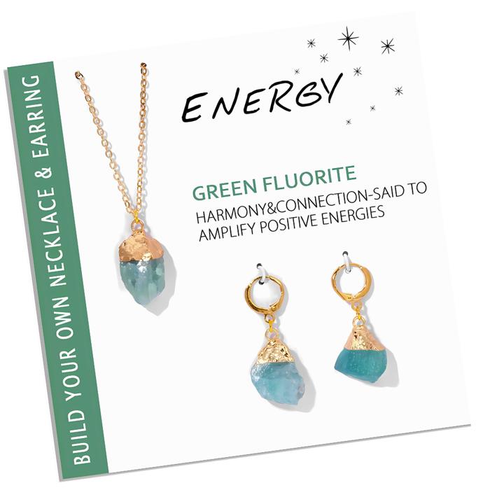 Natural Stone Charm Necklace And Earrings Gift Set 