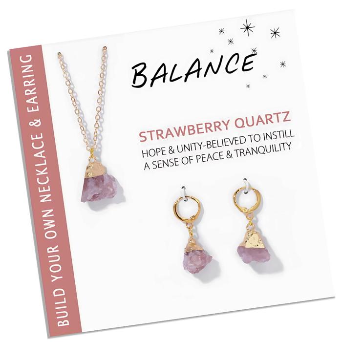 Natural Stone Charm Necklace And Earrings Gift Set 