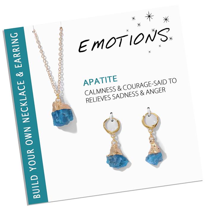 Natural Stone Charm Necklace And Earrings Gift Set 