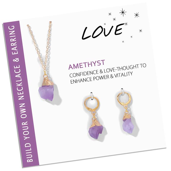 Natural Stone Charm Necklace And Earrings Gift Set 