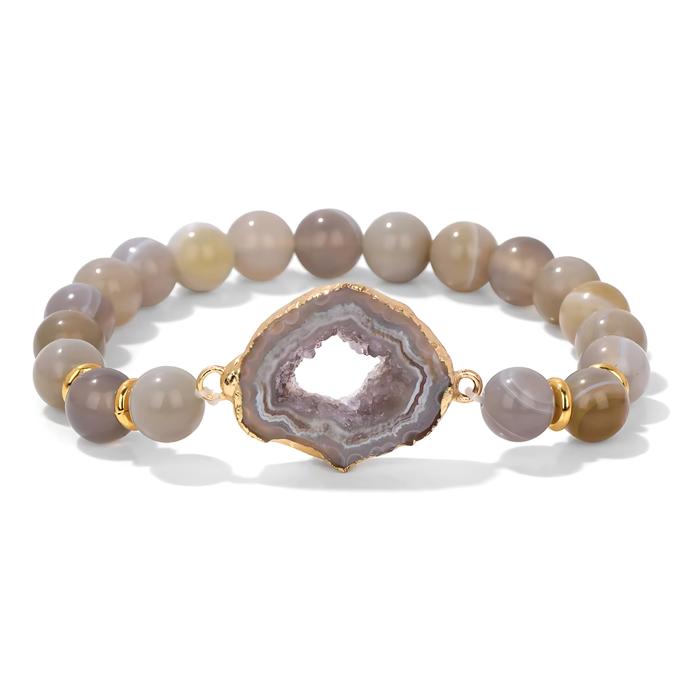 Natural Stone Bracelet Collection with Agate Geode Crystal Druzy