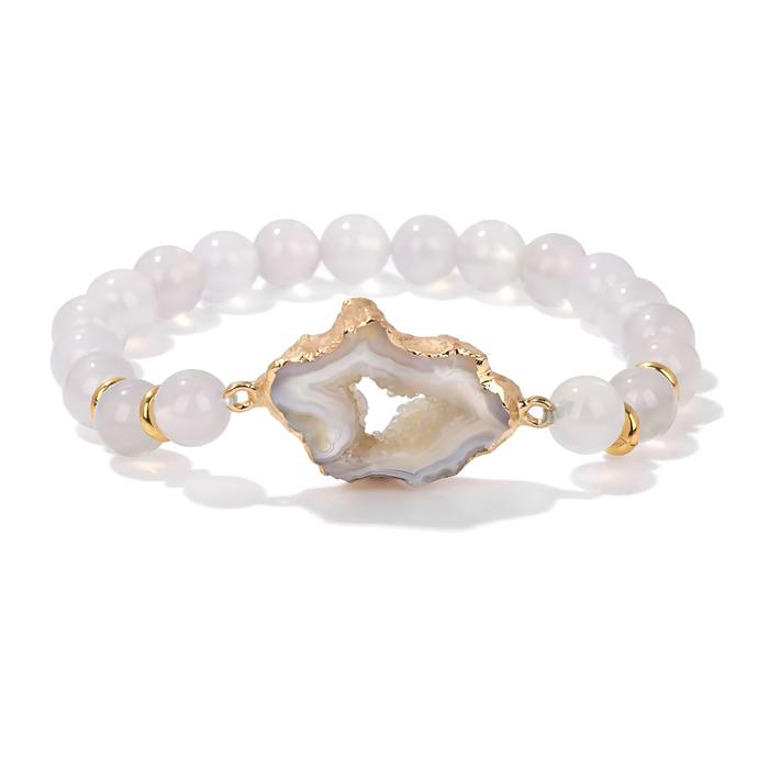 Natural Stone Bracelet Collection with Agate Geode Crystal Druzy