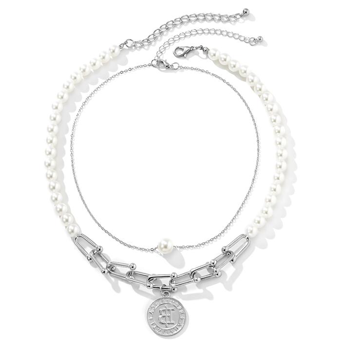 Pearls'n'Pearl Silver Layered Necklace Set