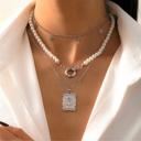 Silver Rose Layered Statement Necklace Set