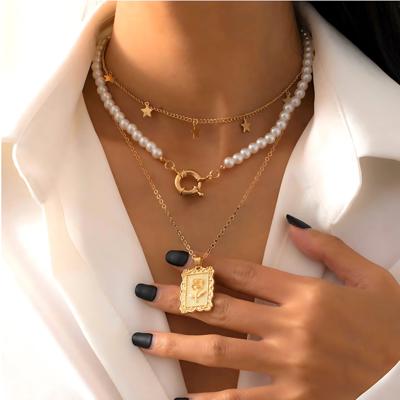 Rose Layered Statement Necklace Set